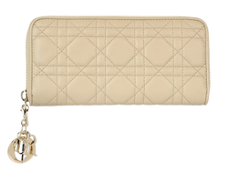 Christian Dior Voyageur Cannage Wallet, Leather, Beige, 33MA0211, DB, 3*